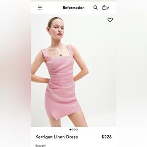 Reformation Pink Sheath Mini Dress Square Neck Sleeveless